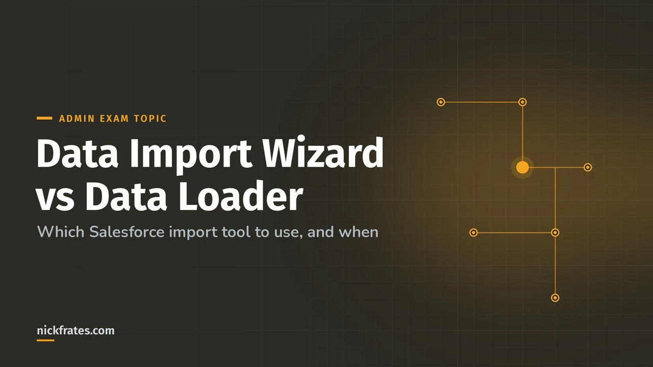 Header image: Data Import Wizard vs Data Loader, which Salesforce import tool to use and when.