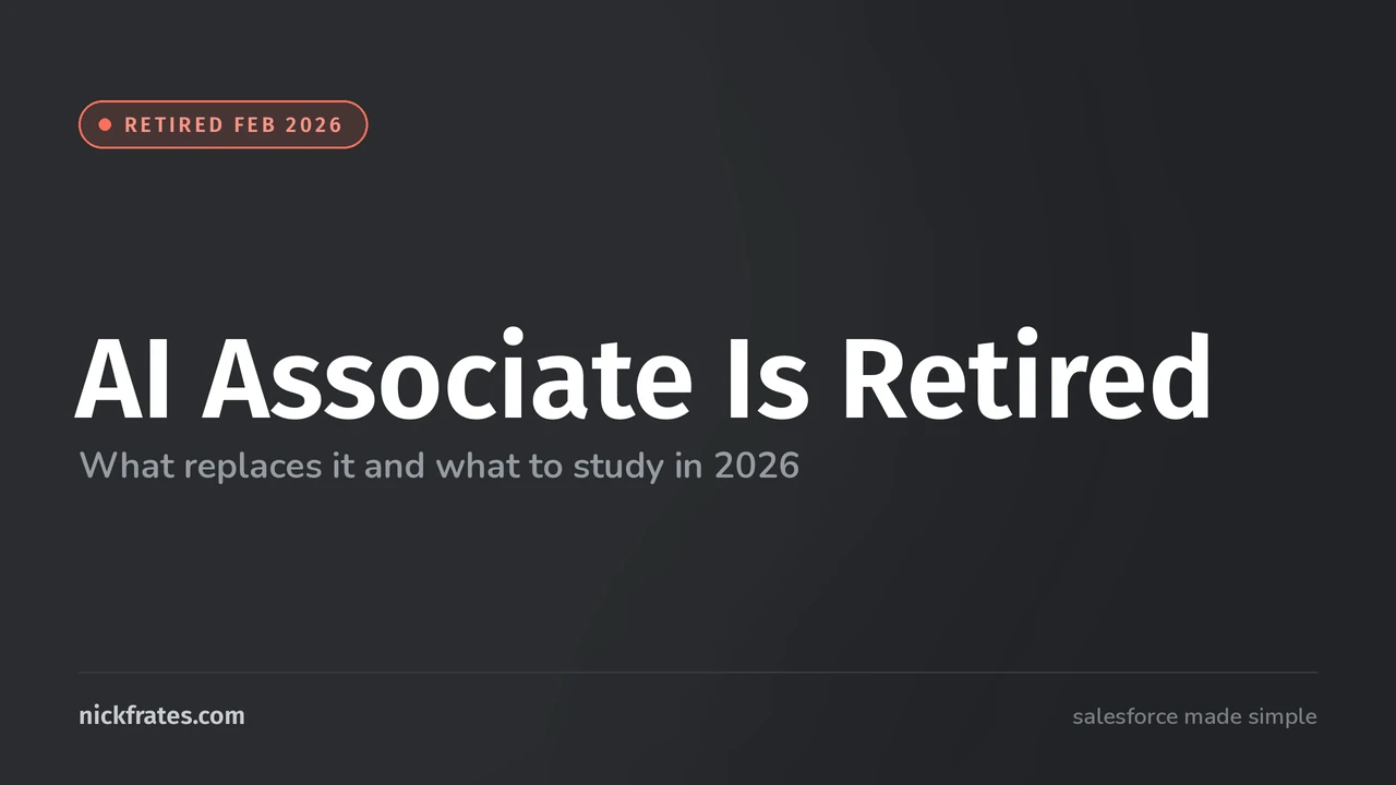 Header image: AI Associate Is Retired, what replaces it and what to study in 2026. Minimal dark layout with a coral 'Retired Feb 2026' tag.