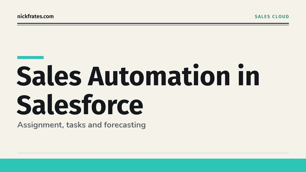 Header image: Sales Automation in Salesforce, covering assignment, tasks and forecasting.