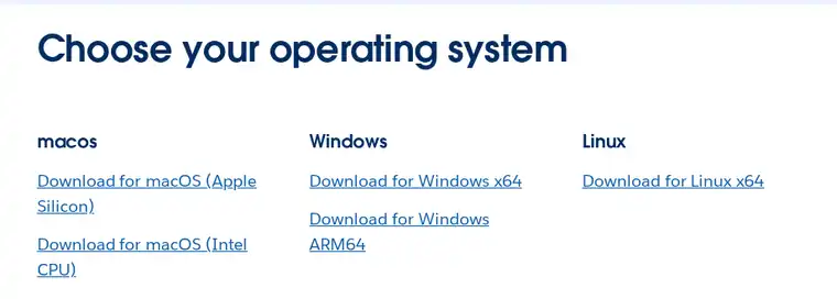 Salesforce CLI download page on developer.salesforce.com showing installer links for macOS, Windows, and Linux