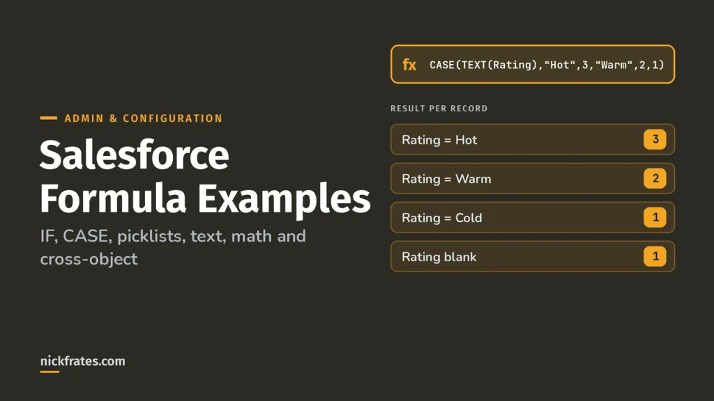 Salesforce Formula Examples: IF, CASE, Picklists, Text, Math and Cross-Object