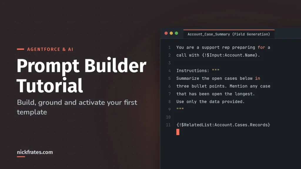 Salesforce Prompt Builder Tutorial: Sales Email, Field Generation and Flex Templates